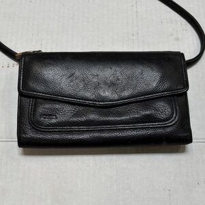 Fossil Black Pebbled Leather Crossbody Bag